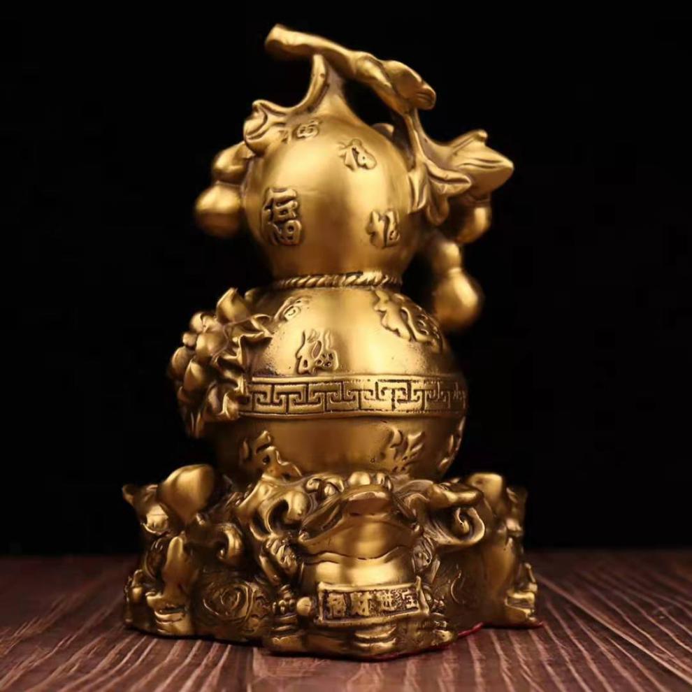 纯铜五福葫芦福禄手摆件福寿双喜新房乔迁客厅吉祥物祝寿礼品闪康福寿
