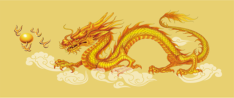 尤克达帝金龙戏珠装饰画中国龙丝绸挂画不褪色可定制尺寸卷轴画框画 a