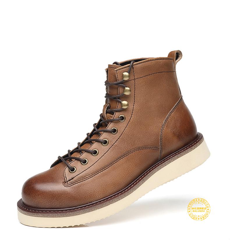 nalundu轻奢品牌马丁靴男靴春季新款复古英伦风工装靴高帮休闲鞋厚底