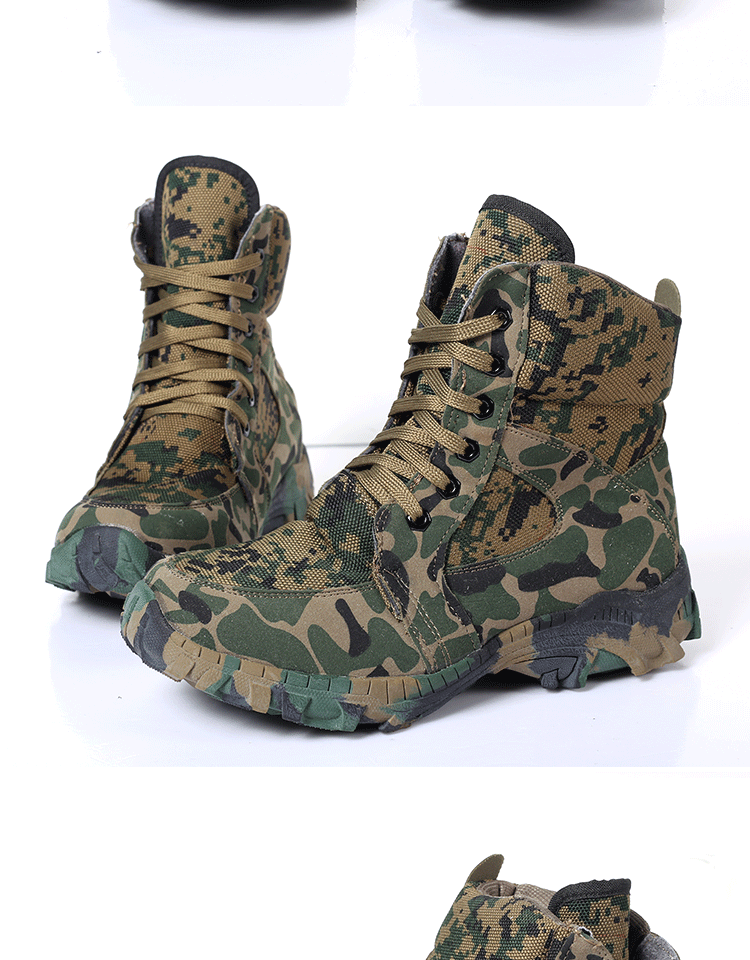 冬季新款高帮迷彩作训鞋男羊毛内里防寒靴保暖特种作战靴兵丛林迷彩38