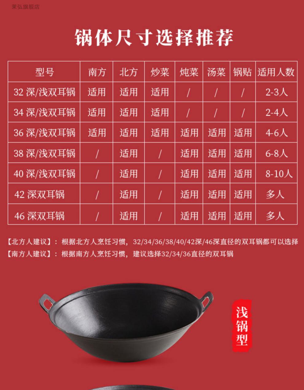 炖菜锅深铁锅深铁锅老式双耳铁锅家用炒炖菜锅无涂层不粘生铁铸铁锅