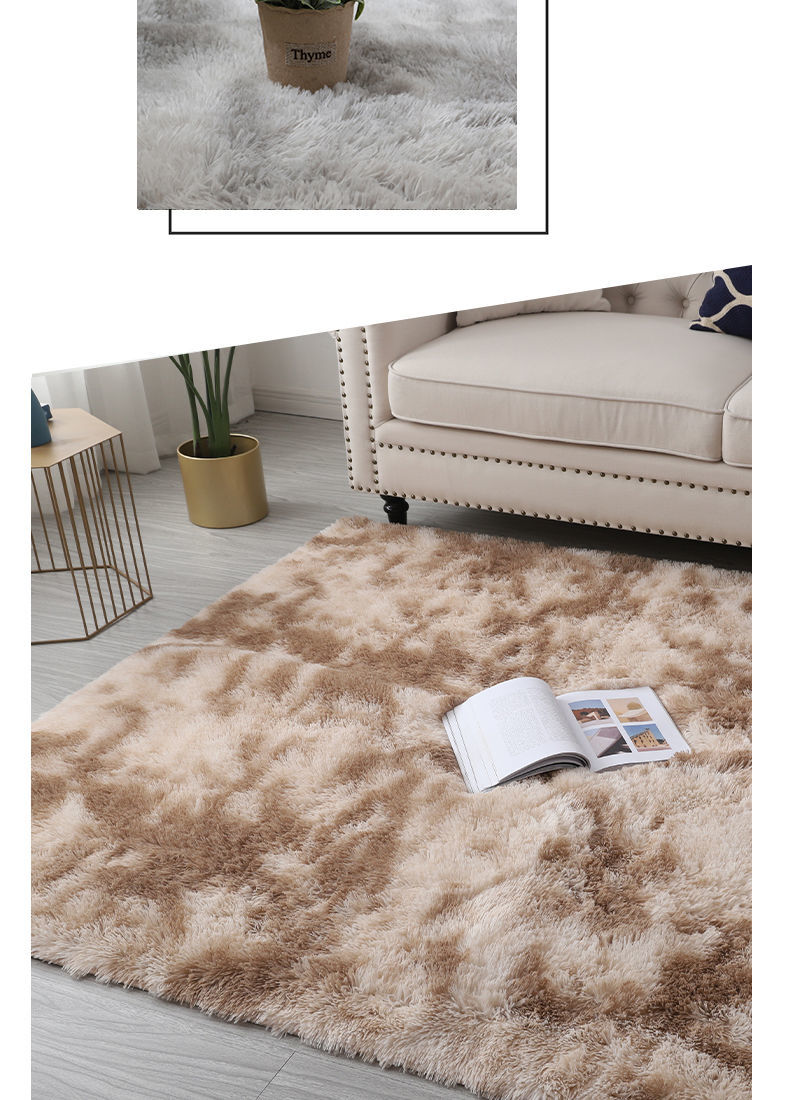 铺可水洗扎染床边客厅茶几网红轻奢可爱绒地毯 丝毛-蓝色 40x120厘米