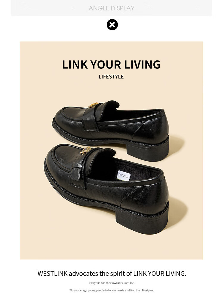Westlink French Loafers for Women, 2024 New Autumn Slim-Fit Camellia Commuter Low-Heel Flats, Small Leather Shoes, Black, Size 36 26