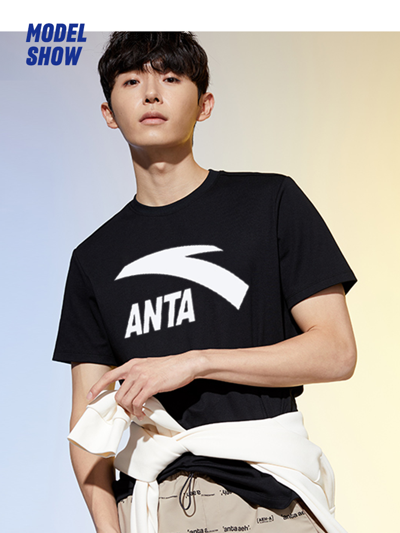 安踏短袖t恤男 2021夏季官方旗舰新款圆领透气运动休闲舒适针织衫潮