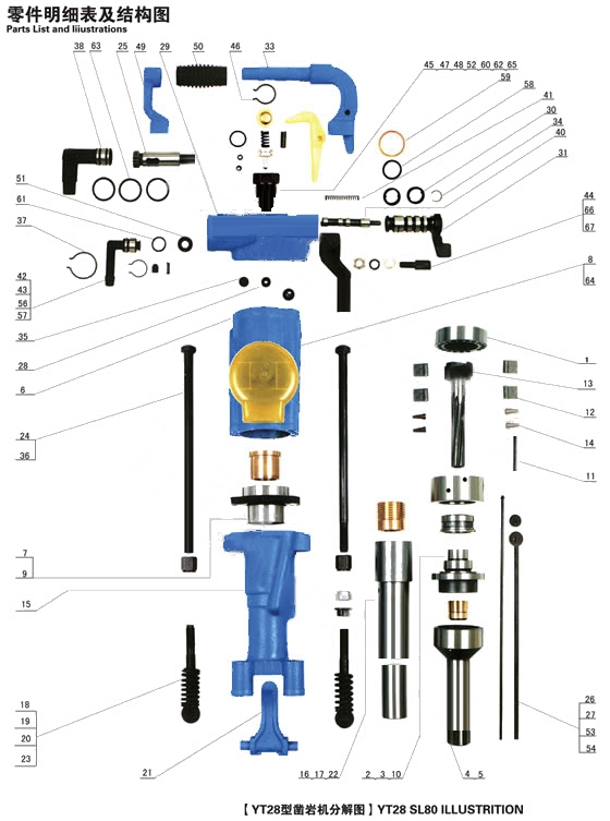28钻头 yt28凿岩机配件 友好钎筒钎尾套天水耿力风钻机钻头钻杆 yt28