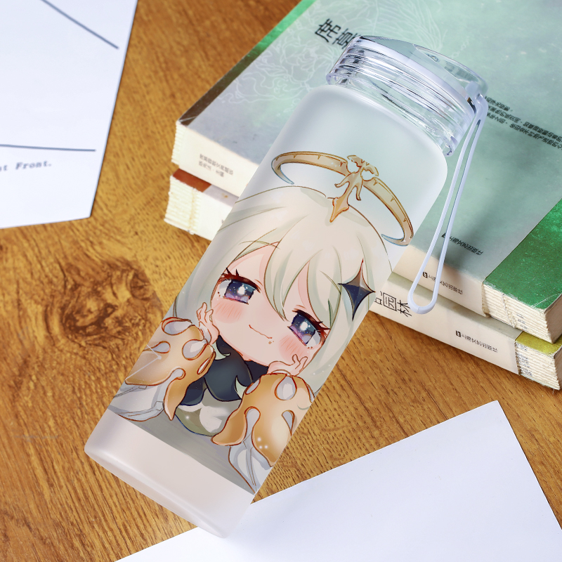 派蒙杯成人 原神动漫玻璃杯可莉 芭芭拉 七七周边磨砂水杯高硼硅男女