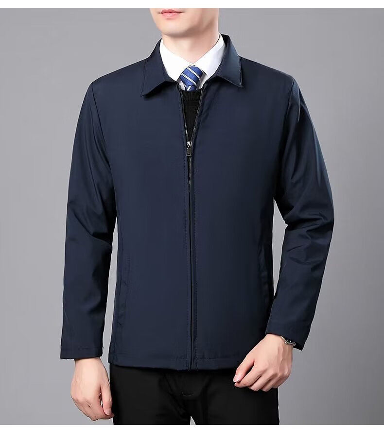 厅局风夹克穿搭男厅长外套小翻领体制内厅级干部衣服年轻 蓝色 m