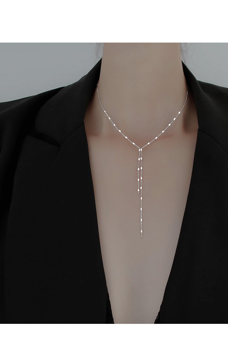 brangdy颈链项链2022年女银项链ins冷淡风锁骨链女简约气质脖颈链银色