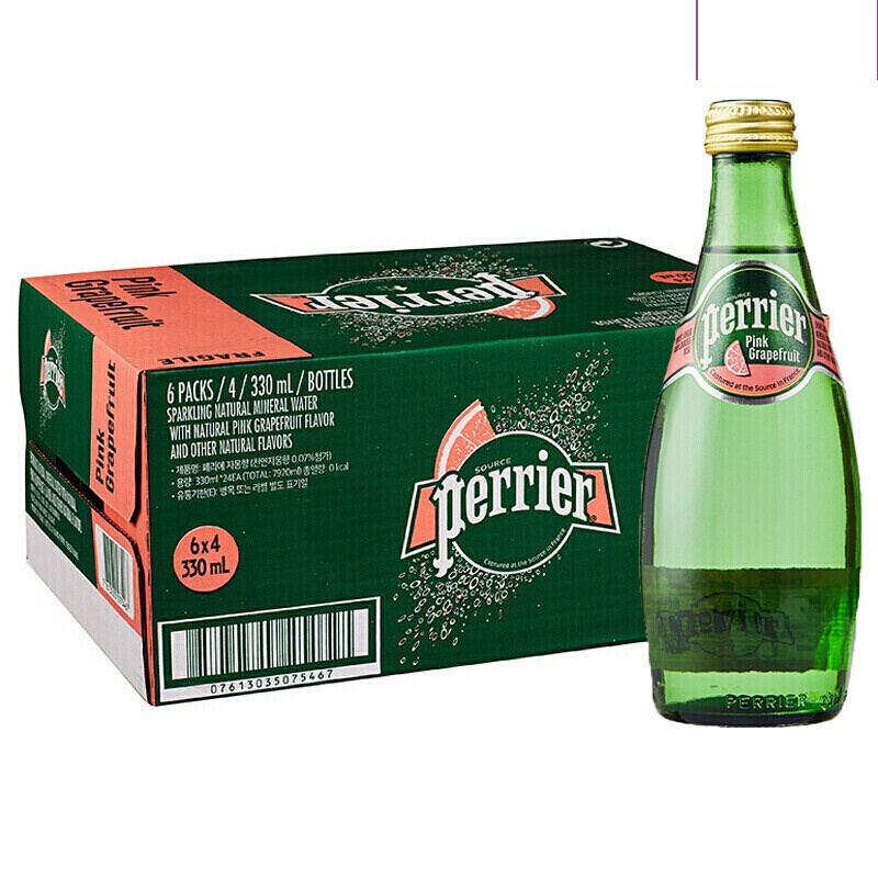 严选好货苏打水perrier巴黎水原味含气饮料330ml24瓶12瓶整箱气泡水