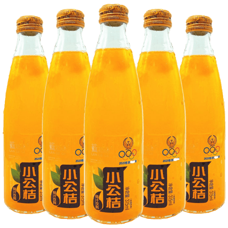 小公桔饮料蓝格格桔子汁果粒橘子味饮料玻璃瓶新品玻璃瓶315ml0 12瓶