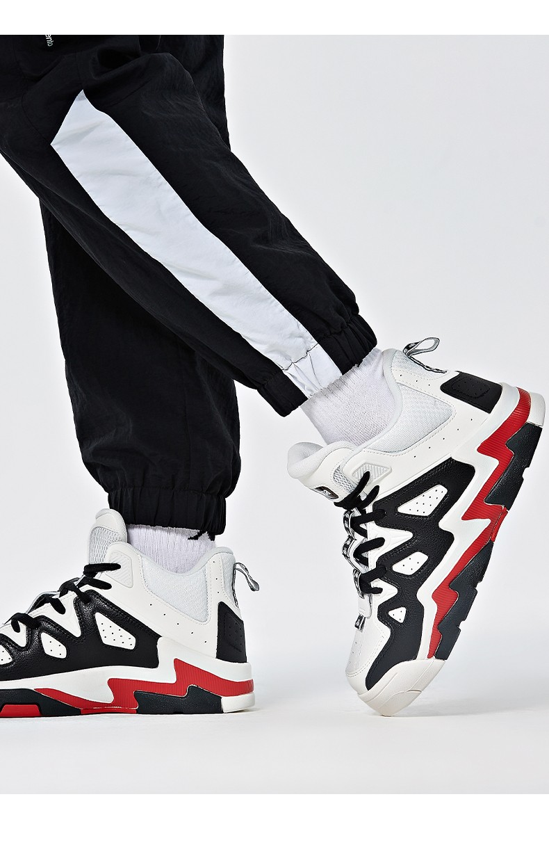 kappa卡帕串标高帮板鞋情侣男女运动鞋撞色篮球鞋小白鞋韩国白黑色012