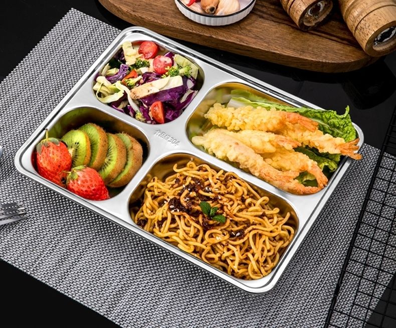 餐盘成人分格带盖304不锈钢分餐盘家用早餐盘午餐盒上班族学生食堂