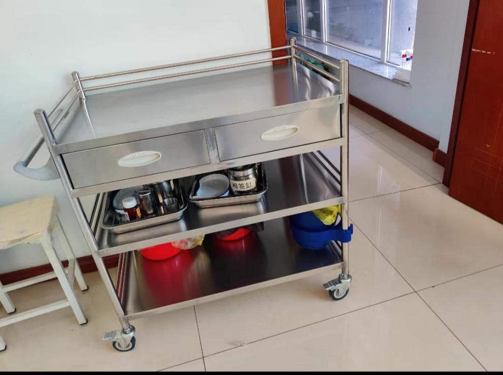 304不锈钢小推车护士治疗车置物架纹绣美容护理车手术换药车一体豪华