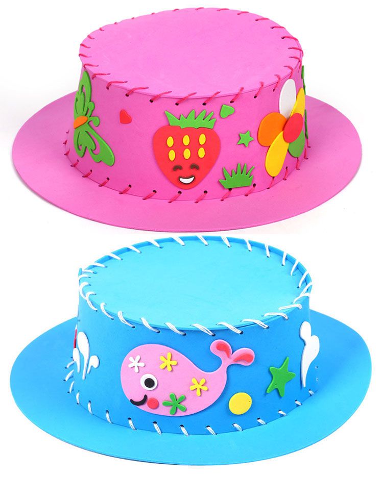 eva帽子儿童手工diy制作立体粘贴画创意缝制玩具幼儿园材料包 美丽