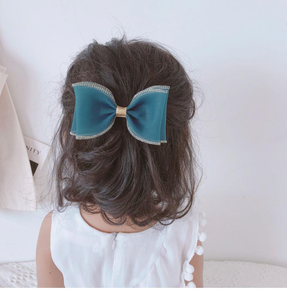 brangdy金色边纱学生蝴蝶结发夹女孩公主顶夹后脑勺儿童发饰品淑女边