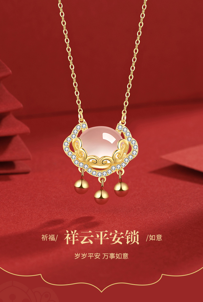 周大福星2022年新款平安锁项链女轻奢小众同心锁纯银锁骨链长命锁银