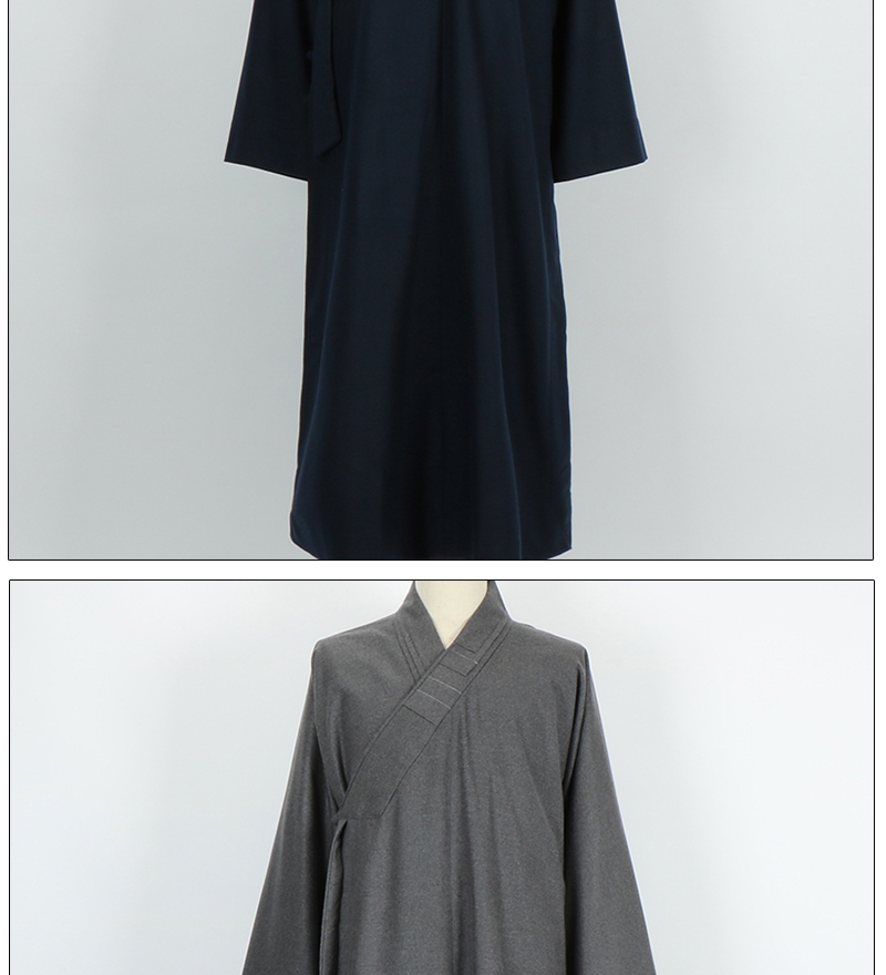 大褂男加厚毛呢料出家师父和尚服秋冬季长褂女比丘呢棉衣僧袍 浅灰色