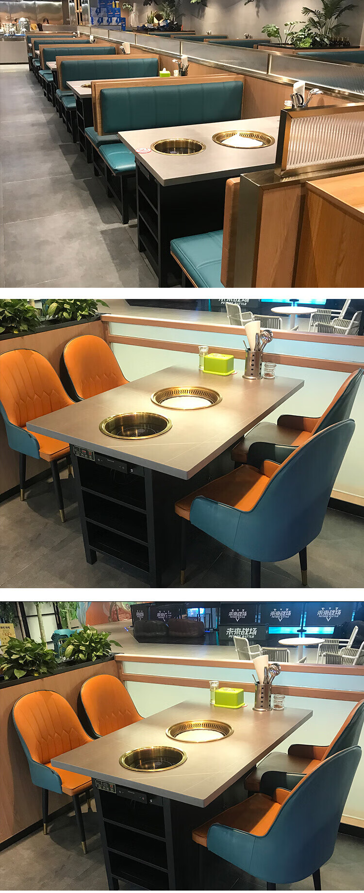 家具>桌类>餐桌>贝意品>大理石火锅桌子电磁炉一体无烟烤涮一体桌火锅