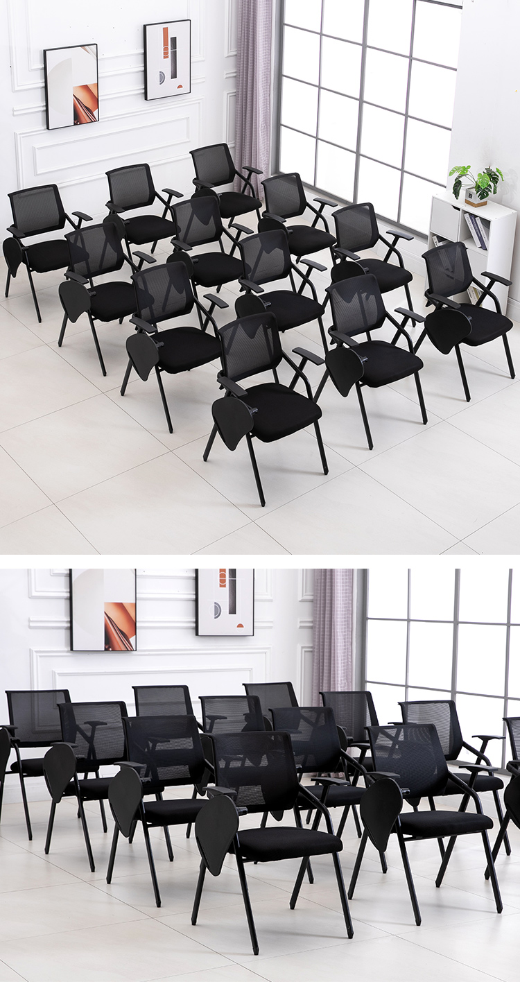 会议折叠椅培训椅子带桌板一体学生会议椅带写字板折叠开会机构翻板小