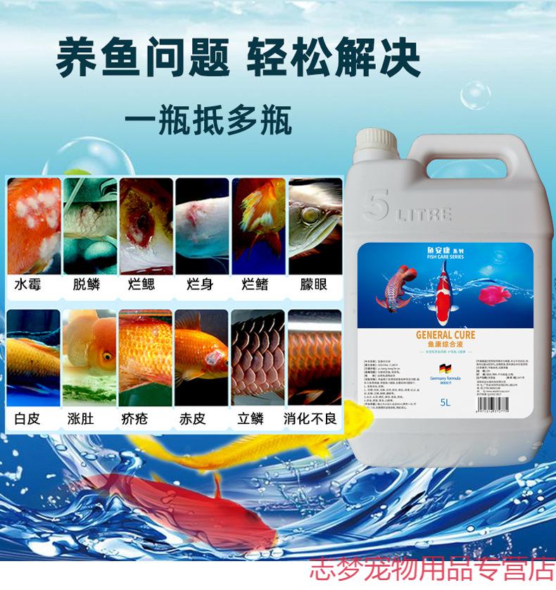 锦鲤鱼池等综合疾病治疗调理鱼病烂肉烂身烂尾鳞鳍鱼药5l鱼康综合液