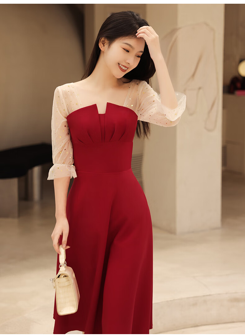 轻奢品牌拉夏贝尔homme订婚连衣裙女小个子敬酒服新娘2022新款夏季酒