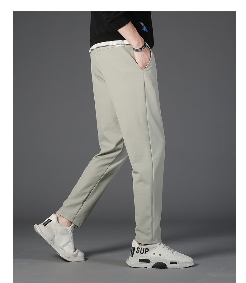 卡帝乐鳄鱼 cartelo 裤子春秋季厚款男士休闲裤韩版修身纯色百搭松紧