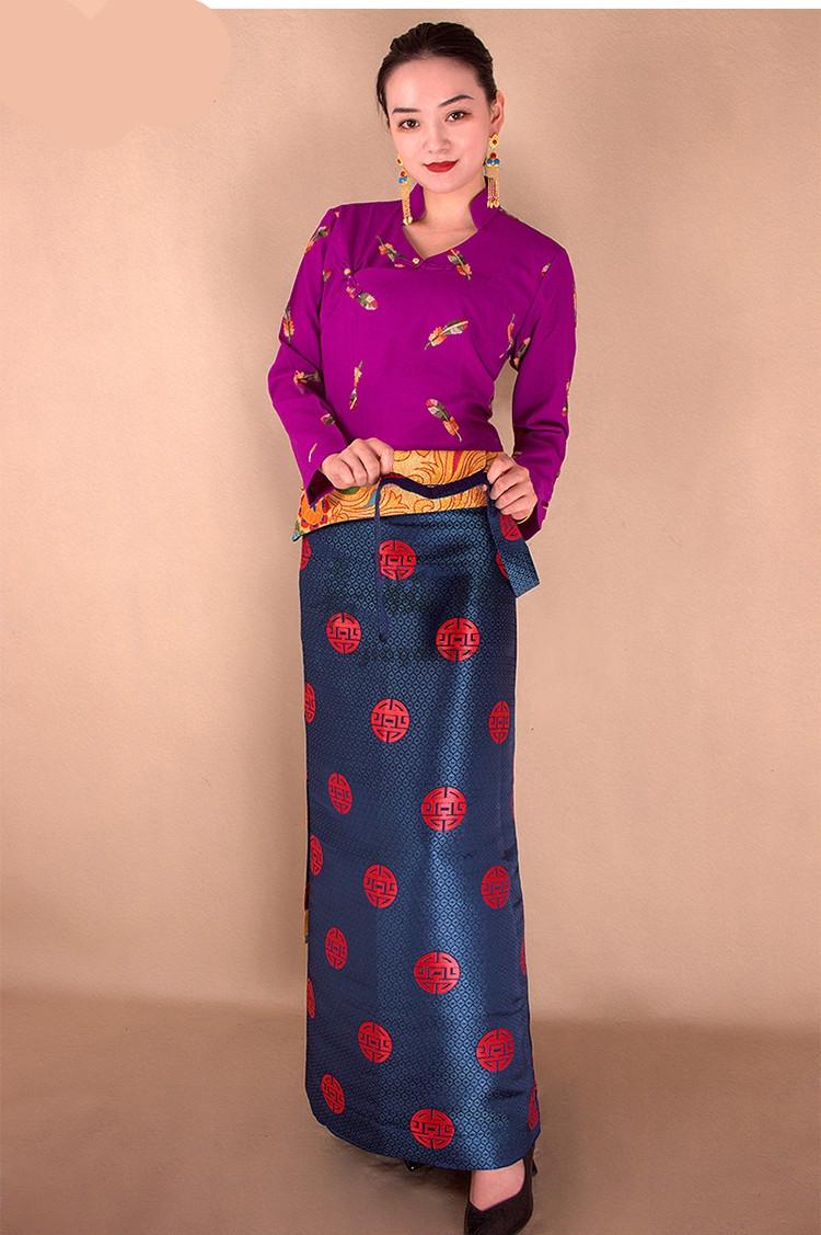 臧裙西藏服女款藏袍新款半身裙金边藏装藏服女不丹长裙博拉民族风