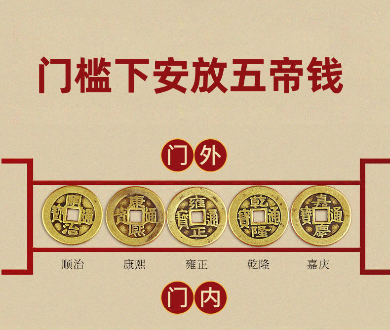 出极压门槛五帝钱加厚加大七星阵入户门工艺礼品专用出入平安真品铜钱