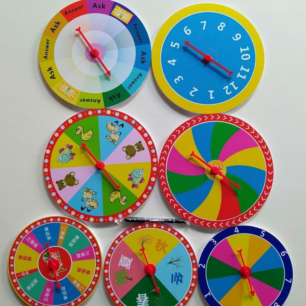 沧元儿童指针转盘便携游戏平放转盘迷你课堂教学道具可擦写重复使用