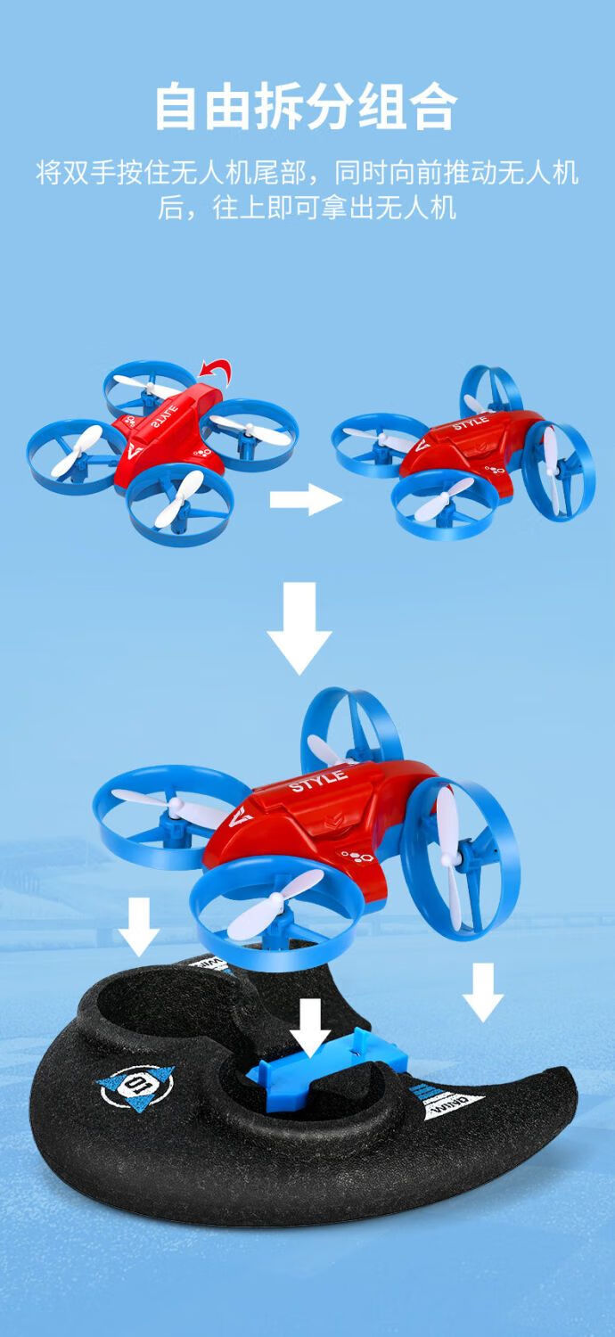 遥控高速快艇车4-12儿童电动遥控船礼物 大号六轮车【水陆两用】蓝色