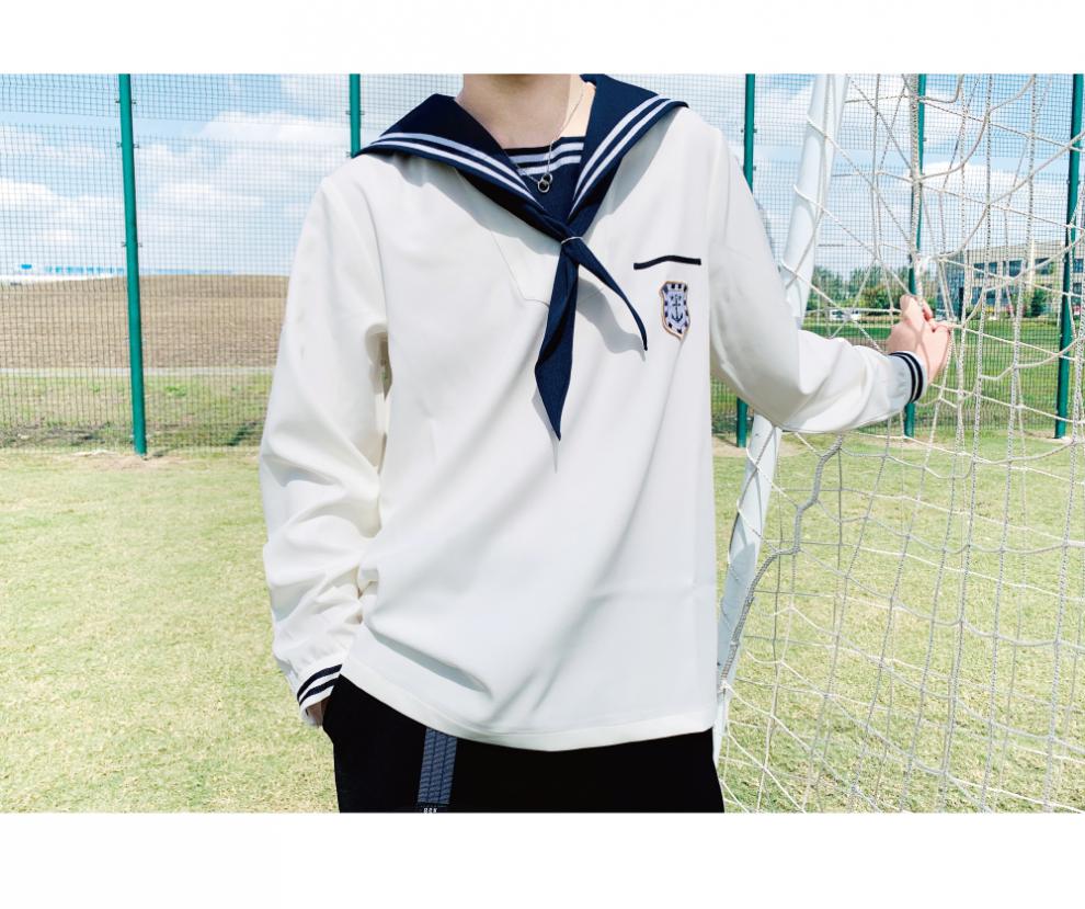 禾佳成 林中寻秋季星见汀男款水手服外套学院风套刺绣装卫衣 白色 175