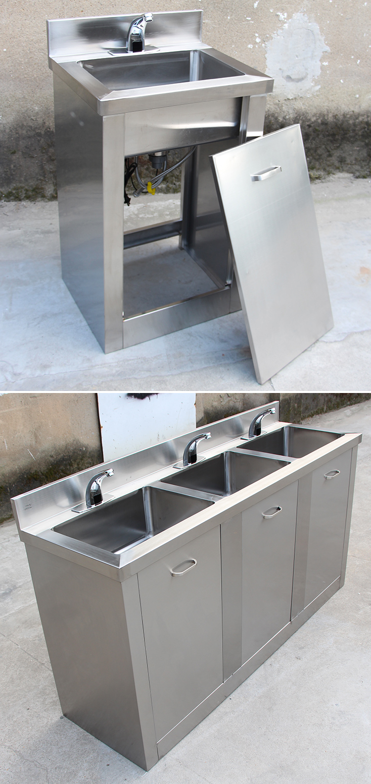 304室不锈钢洗手池单人感应脚踏水池消毒实验室车间水槽单槽芊阙常规