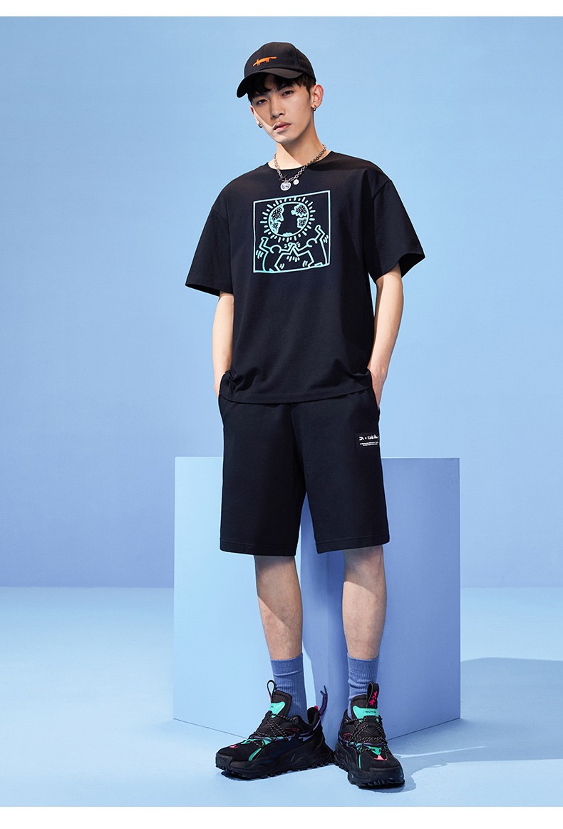 安踏短袖t恤男kh联名2021夏季新款男装宽松透气圆领半袖男士舒适纯棉