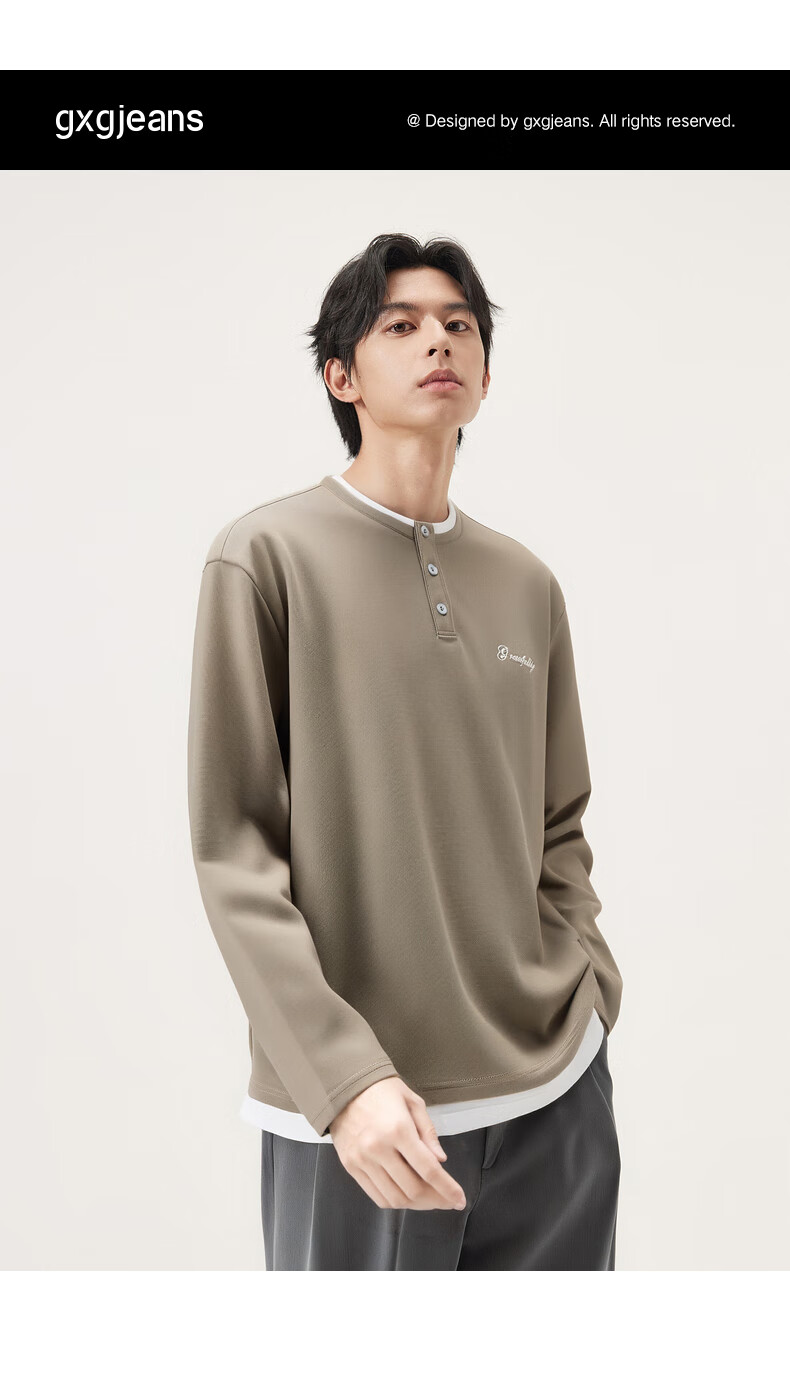 Gxgjeans Men's Layered Letter Embroidered Loose Half-Zip Sweatshirt 25 Autumn New Black 170/M 1
