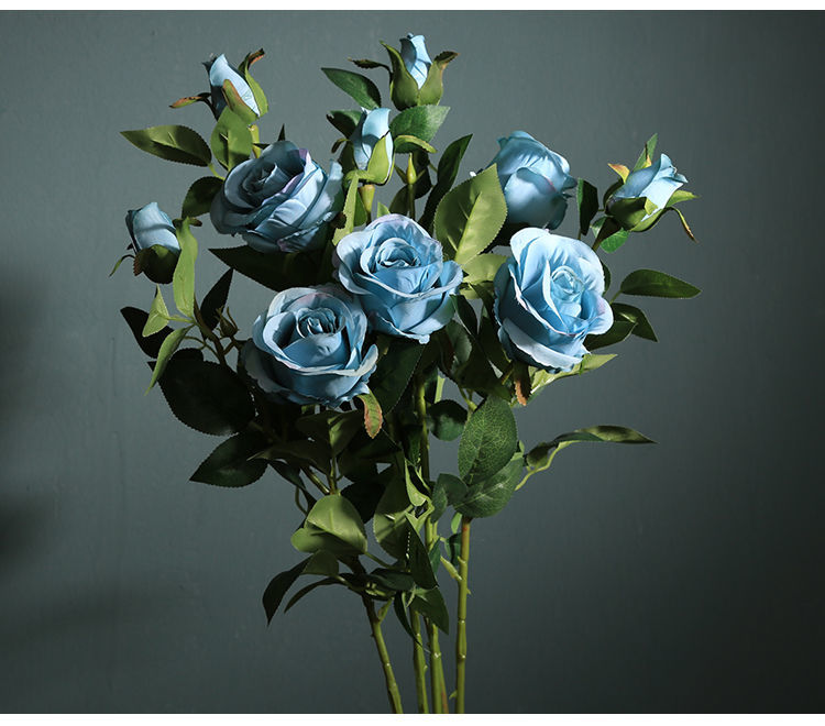 精选绿植保加利亚玫瑰花束美式仿真花假花人造花单支客厅摆件花卉绢花