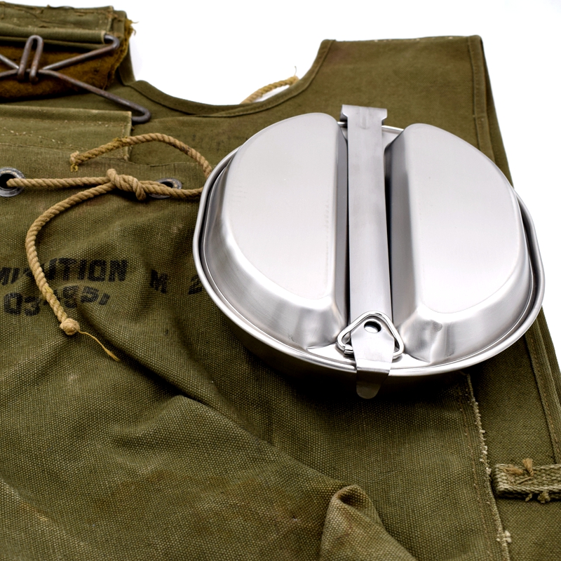比心鼠 woug 单兵饭盒全新304德式不锈钢饭盒户外便携餐具单兵野战炊