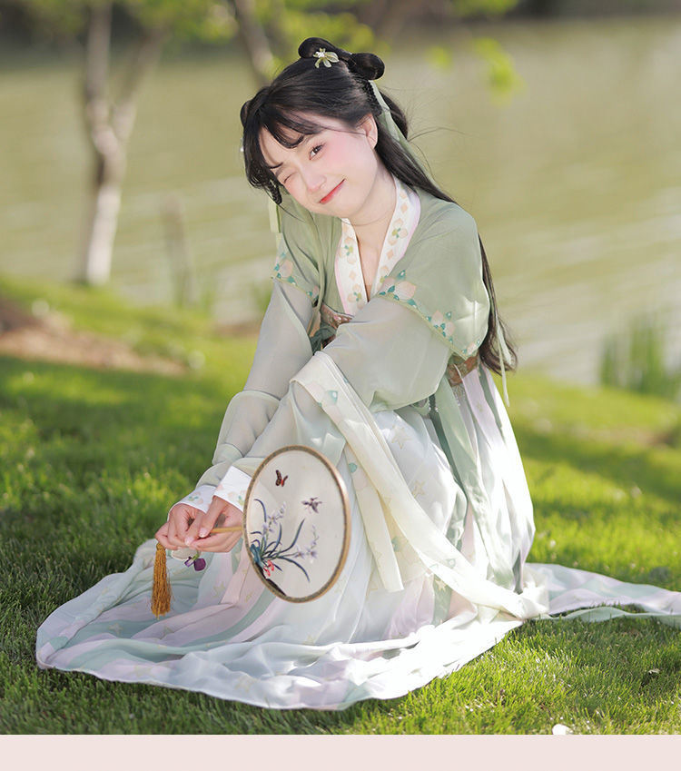 汉服女仙气古装汉服女初中生十里谣原创【椿茶】汉服女刺绣日常四件套