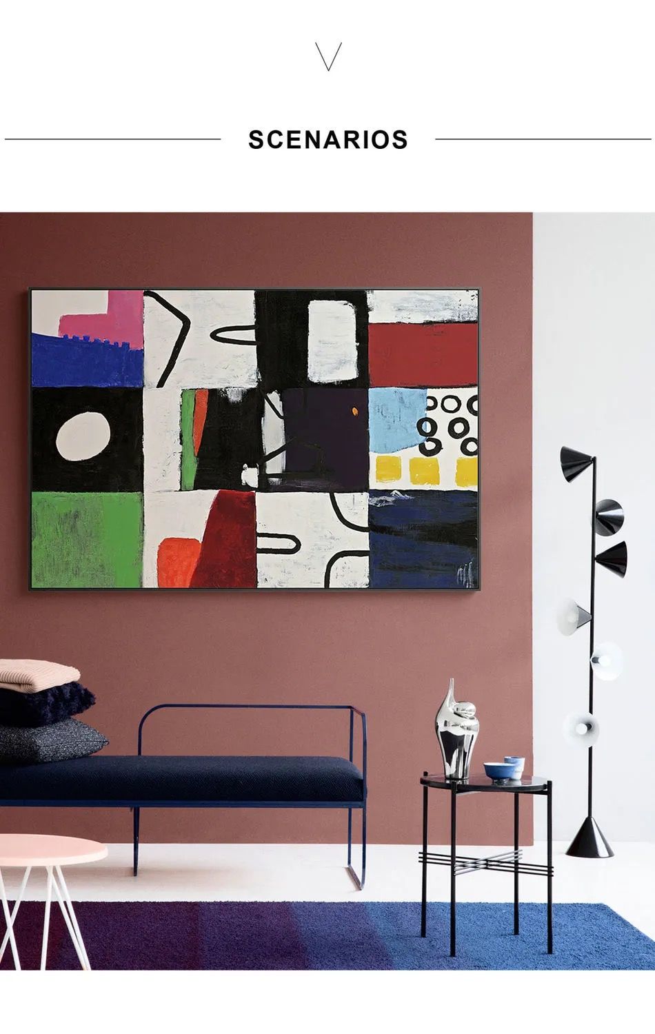 几何抽象色块艺术装饰画客厅走廊过道大幅壁画工作室客房挂画 35*50