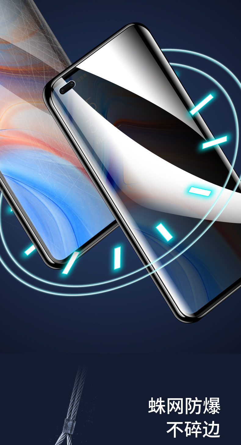 二狼创opporeno4pro水凝膜防窥reno4手机全屏防窥膜oppo曲面opporeon
