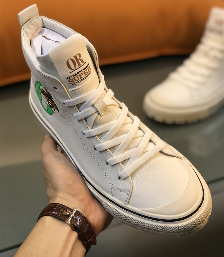 afsd轻奢侈品牌男鞋冬款真皮高帮鞋男白色板鞋英伦高邦小白鞋潮白色37