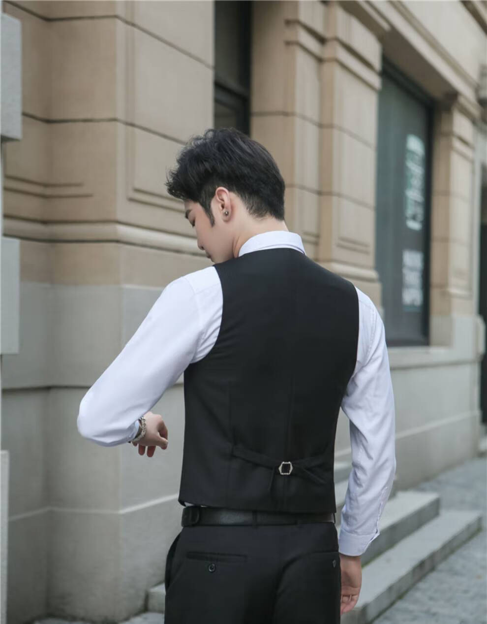 南极人西装马甲背心秋伴郎服新郎结婚修身英伦休闲工装男式潮流马夹