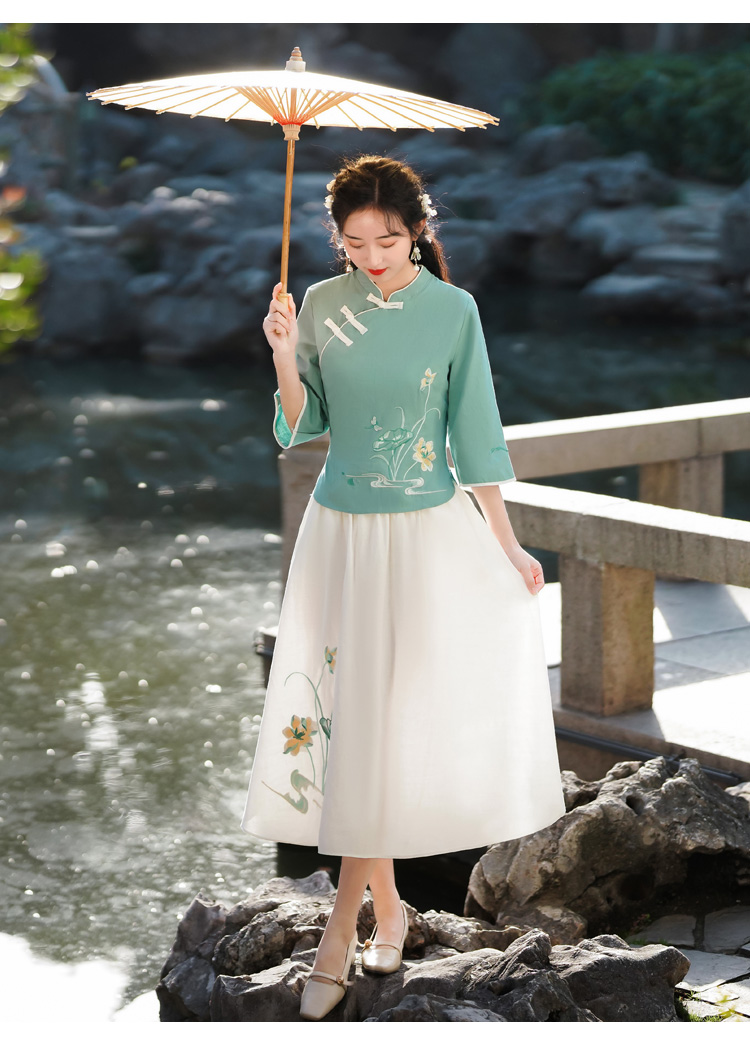 装新中式轻国风上衣古典女装民国风唐装中国风古装汉服采耳师工作服