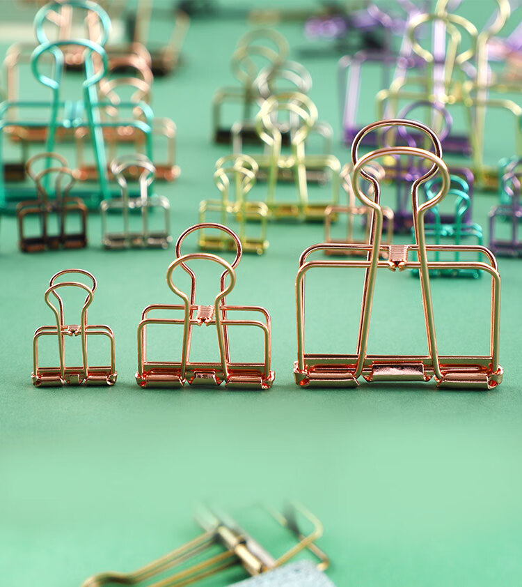 简约金属镂空长尾夹子创意文具手帐可爱彩色办公文件燕尾夹试卷夹小号