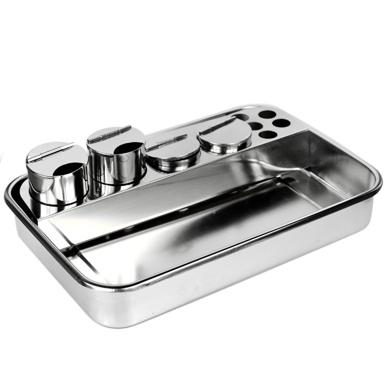 锦鹿医用不锈钢消毒盘护士护理治疗盘牙科手术方盘纹绣输液托盘套装5