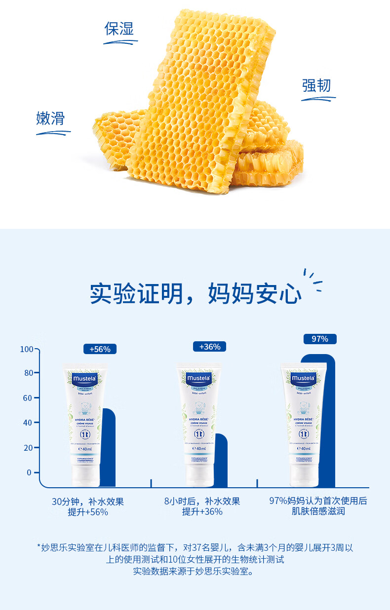 妙思乐mustela面部保湿霜40ml(原保湿面霜)儿童婴儿宝宝面霜 法国原装