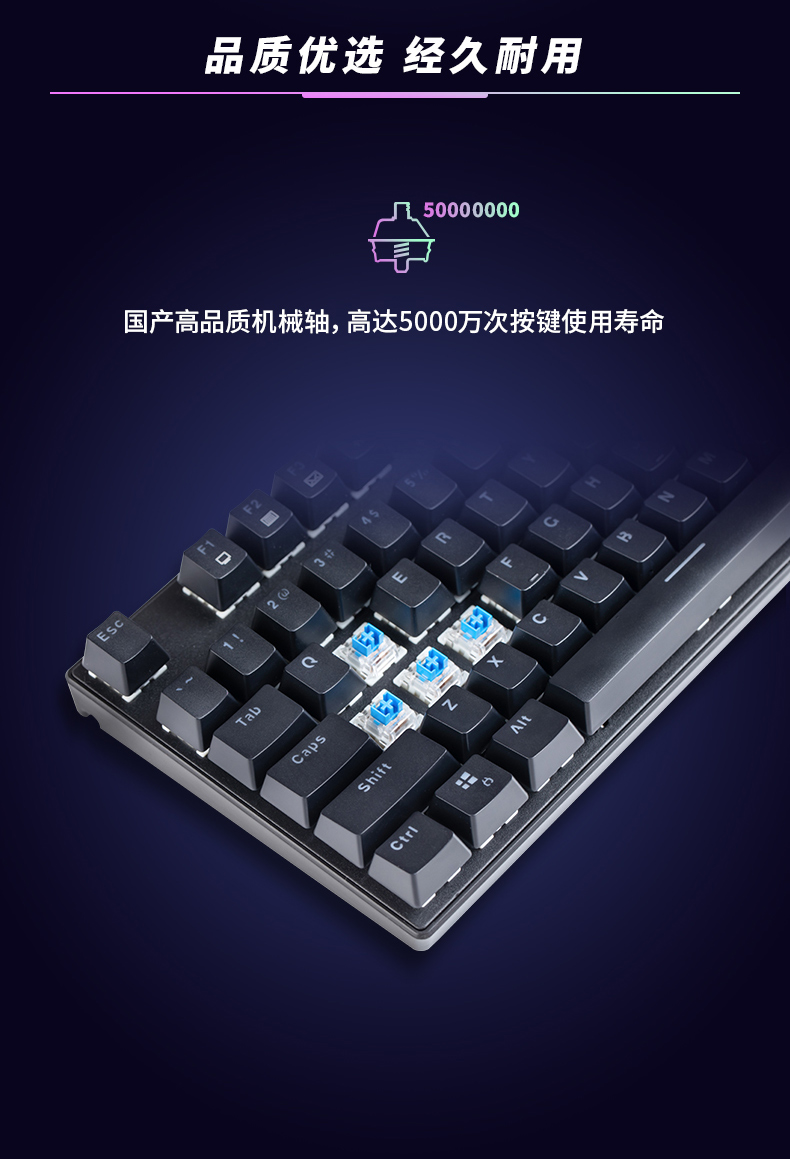 戴尔戴记严选rgb电竞游戏机械键盘有线青轴红轴笔记本电脑家用345 戴