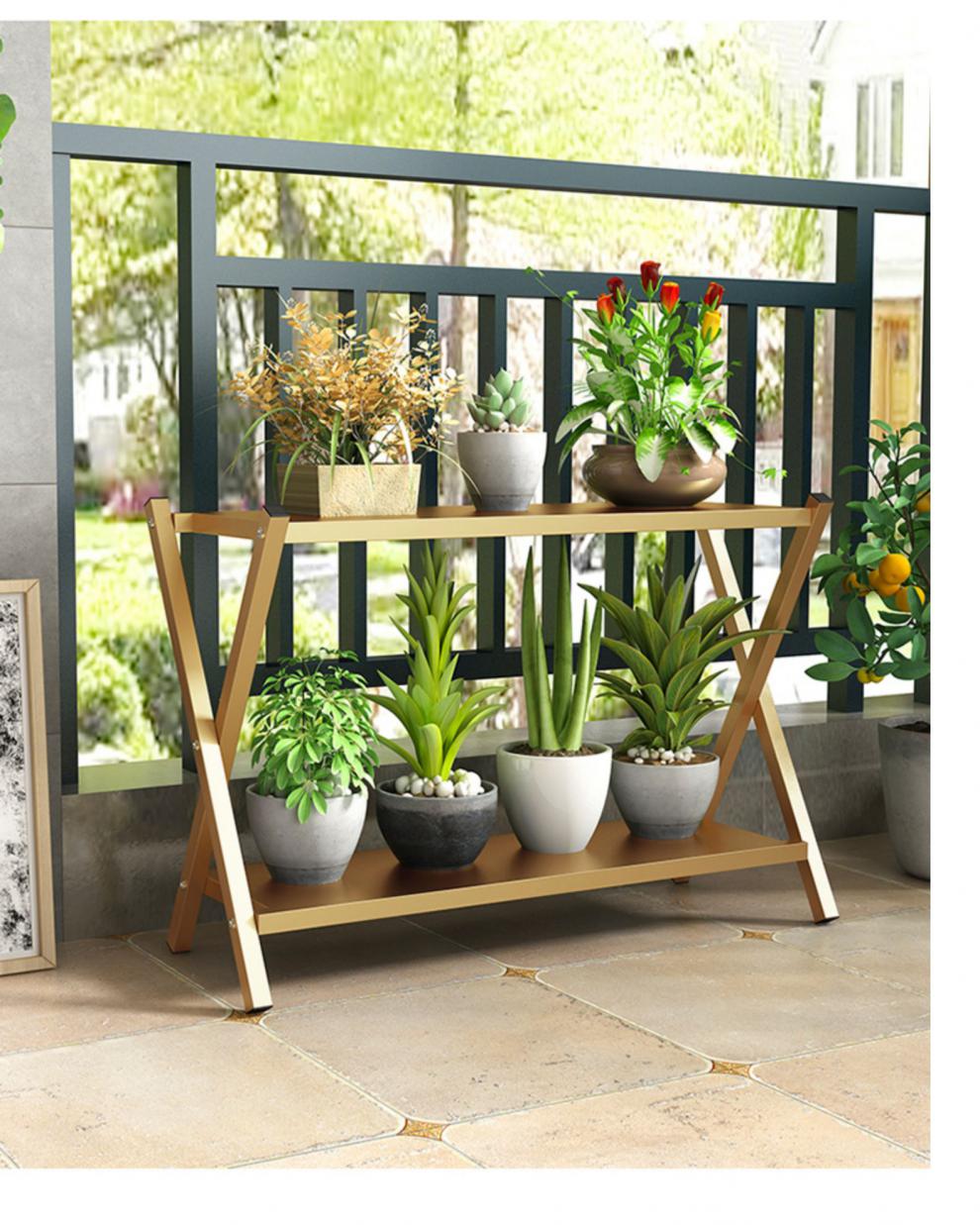 两层花架花架子室内客厅落地式绿萝花盆架多肉阳台简约两层田园铁艺