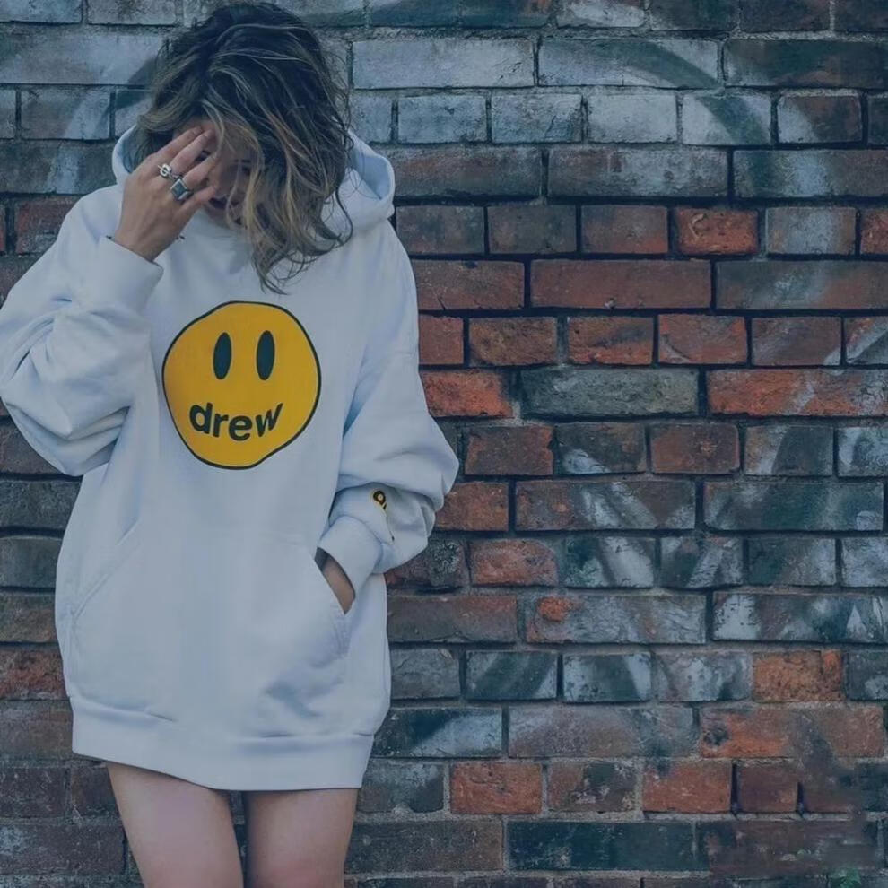 礼莎drew house同款笑脸卫衣男女潮纯棉宽松连帽学生fog情侣帽衫春