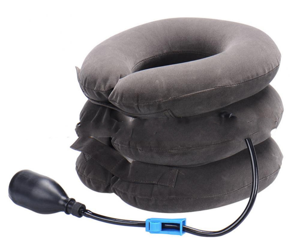 骨宜生 pvc单管充气颈椎牵引器家用便携式脖子矫正器 黑色 均码