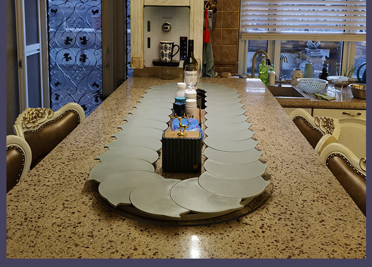 振嘉 高端款家用长方形长桌旋转手动餐盘回转餐盘聚会餐桌转盘聚餐